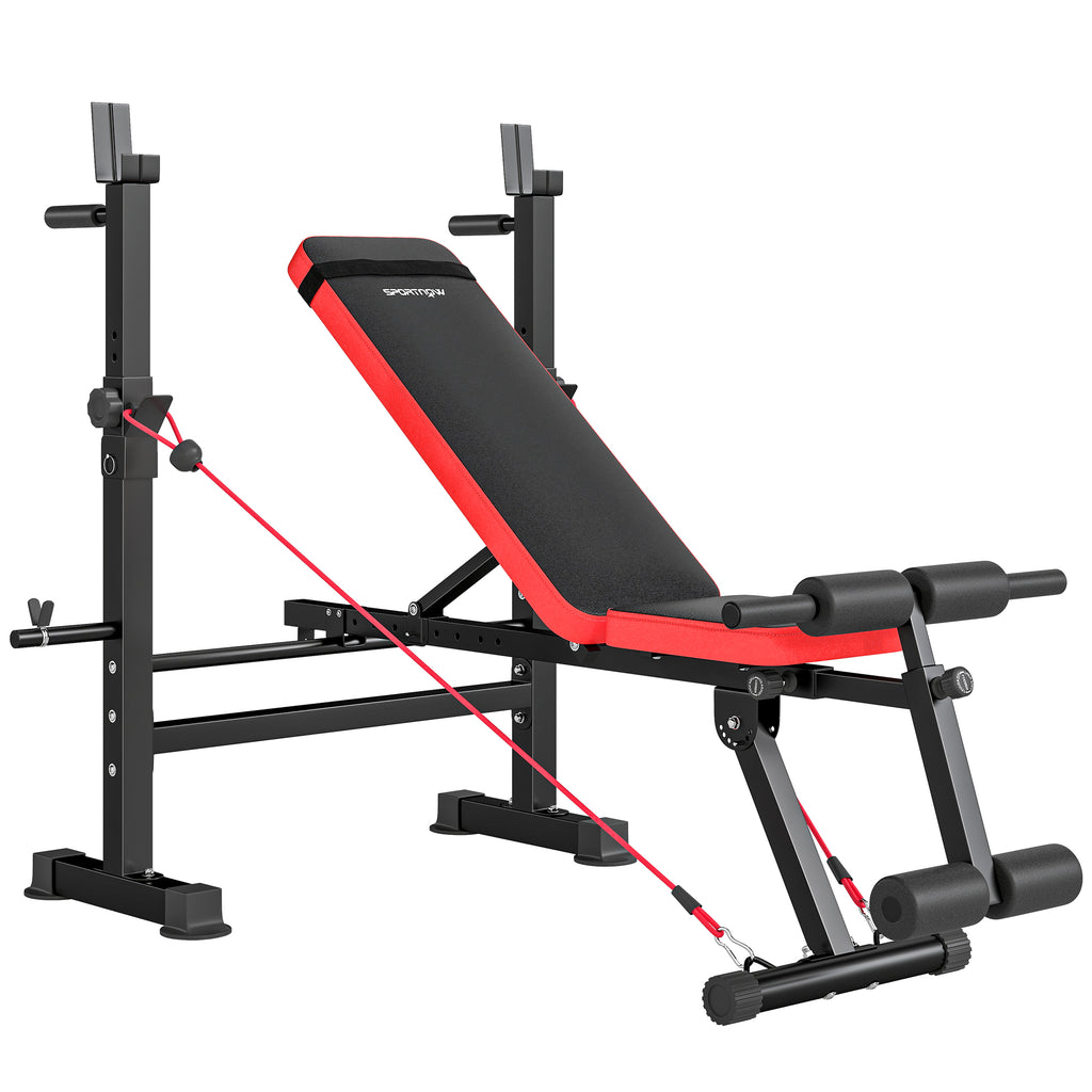 Banc de musculation complet multifonction avec dossier réglable, repose-jambes et support de poids 147x109x122cm noir-0