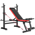 Banc de musculation complet multifonction avec dossier réglable, repose-jambes et support de poids 147x109x122cm noir-0