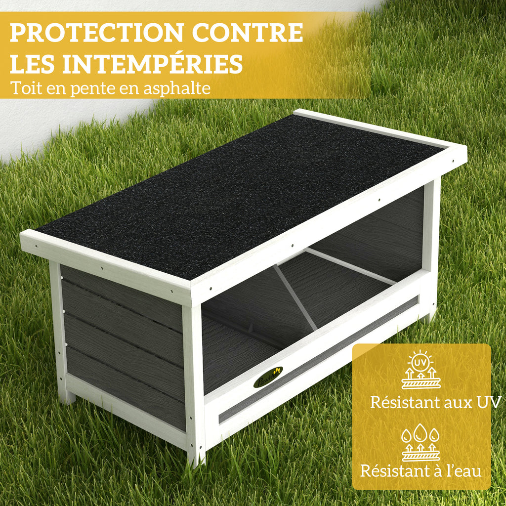 Pondoir nichoir pour poules 3 emplacements avec toit asphalte structure en bois 66 x 37 x 34 cm gris noir-5