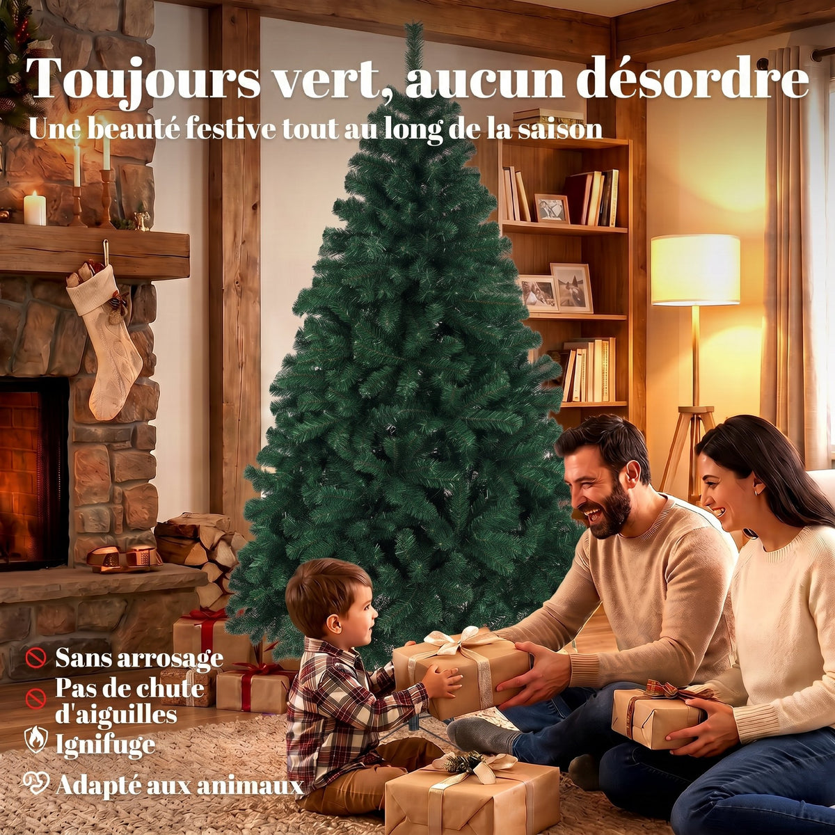Sapin de Noël Artificiel 180 cm, Arbre de Noël avec 700 Pointes de Branches Articulées, Support Pliable en Acier, Vert-3