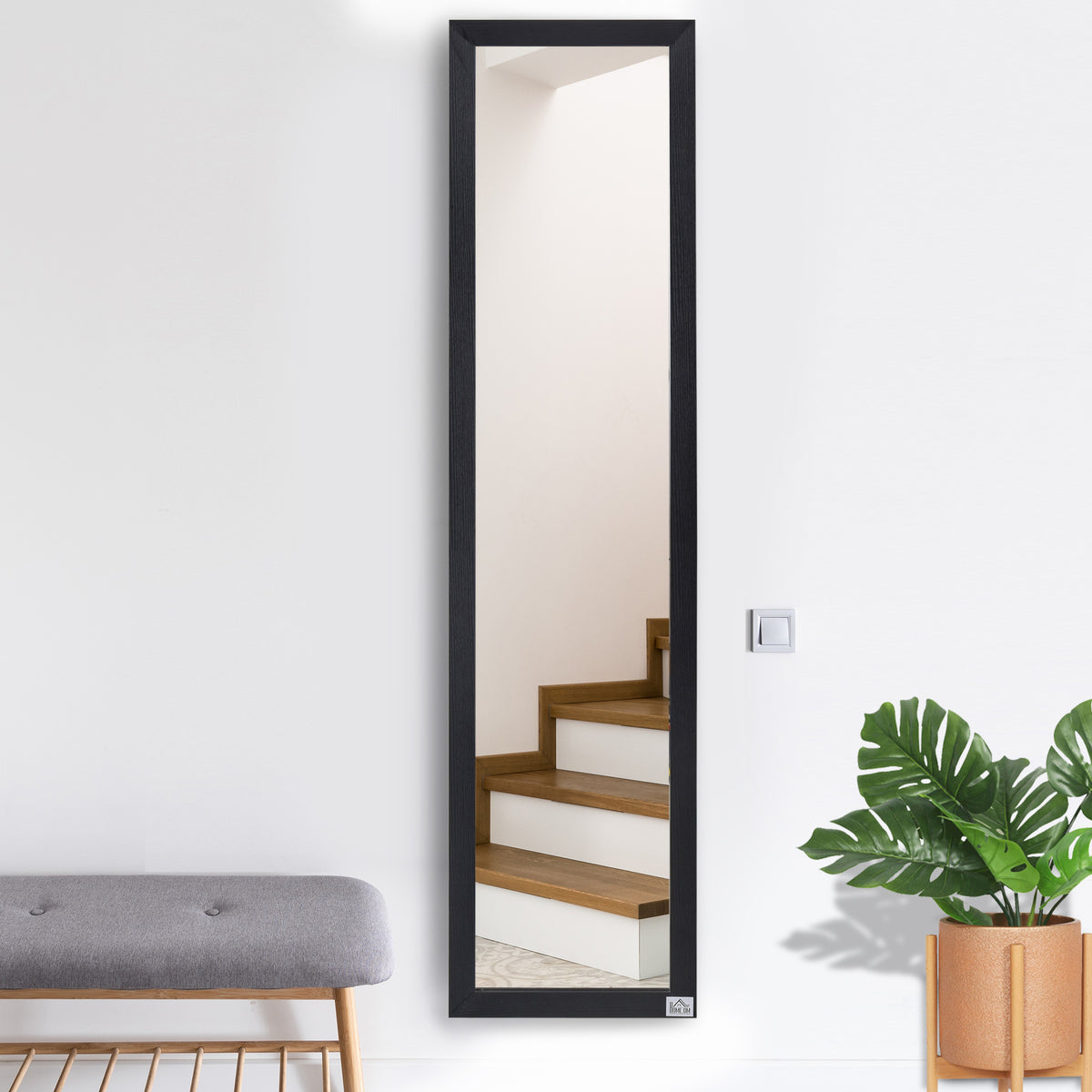 Miroir sur Pied et Mural Rectangulaire, Miroir de Sol Pleine Longueur pour Dressing, Chambre, Salon, 37 x 37 x 154 cm, Noir-3