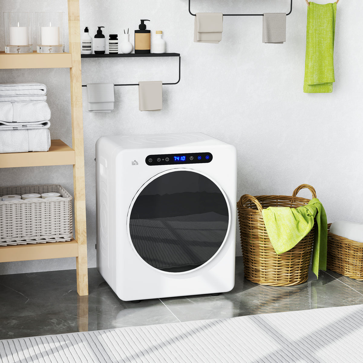 Sèche linge à évacuation, sèche-linge électrique 1000 W 3 Kg, modes Extra Dry et ECO, minuterie, acier inoxydable, blanc-9