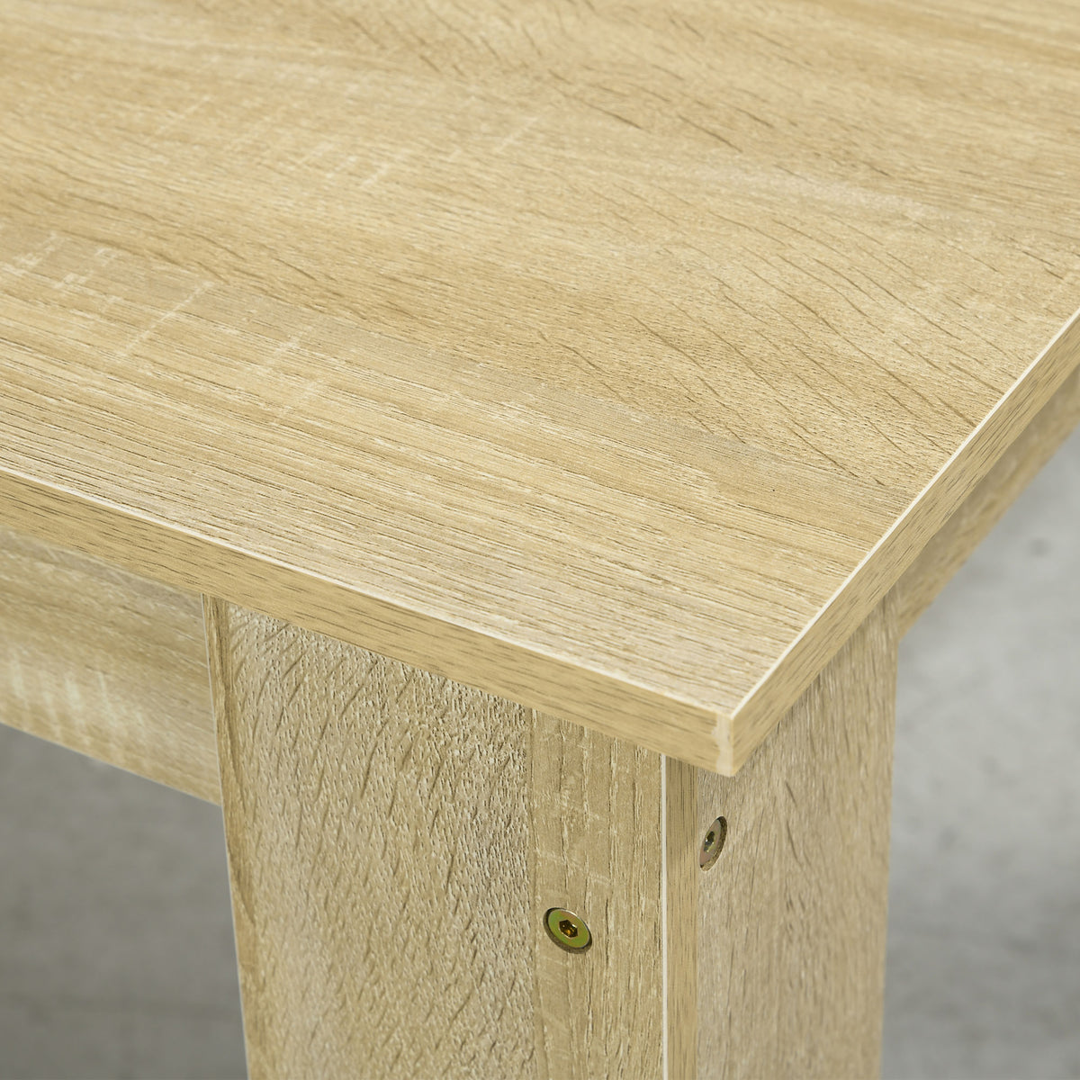 Table de salle à manger pour 6 personnes en bois aspect naturel et blanc, dim. 140L x 90l x 75H cm-8