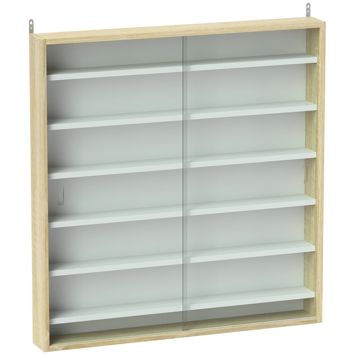 Vitrine pour collection vitrine murale 80 x 9,5 x 83 cm 6 étagères réglables en hauteur 2 portes coulissantes en verre-0
