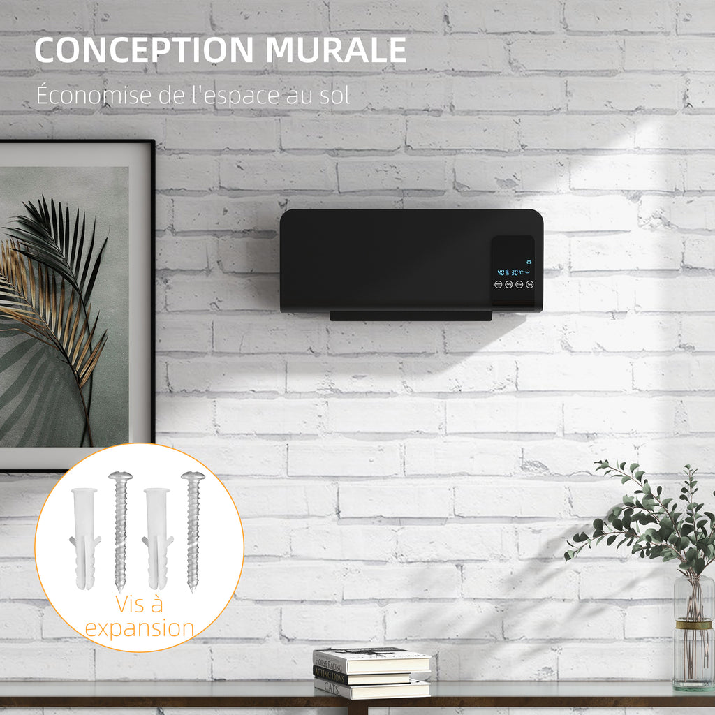 Radiateur soufflant mural chauffage céramique PTC - 1000 W / 2000 W oscillation minuterie avec télécommande noir-9
