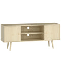 Meuble TV meuble télé pour téléviseur jusqu'à 55 pouces 2 placards et 2 étagères ouvertes 120x34x50cm effet bois naturel-0