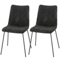 Lot de 2 Chaises de Salle à Manger, Chaises Cuisine Rembourrées en Velours, Dossier Incurvé, Pieds en Métal, Gris Foncé-0