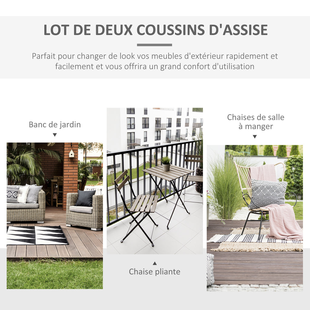Lot de 2 Coussins de Chaise Fauteuil de Jardin Coussins d'assise déhoussables Rembourrage 5 cm Polyester Gris clair-5