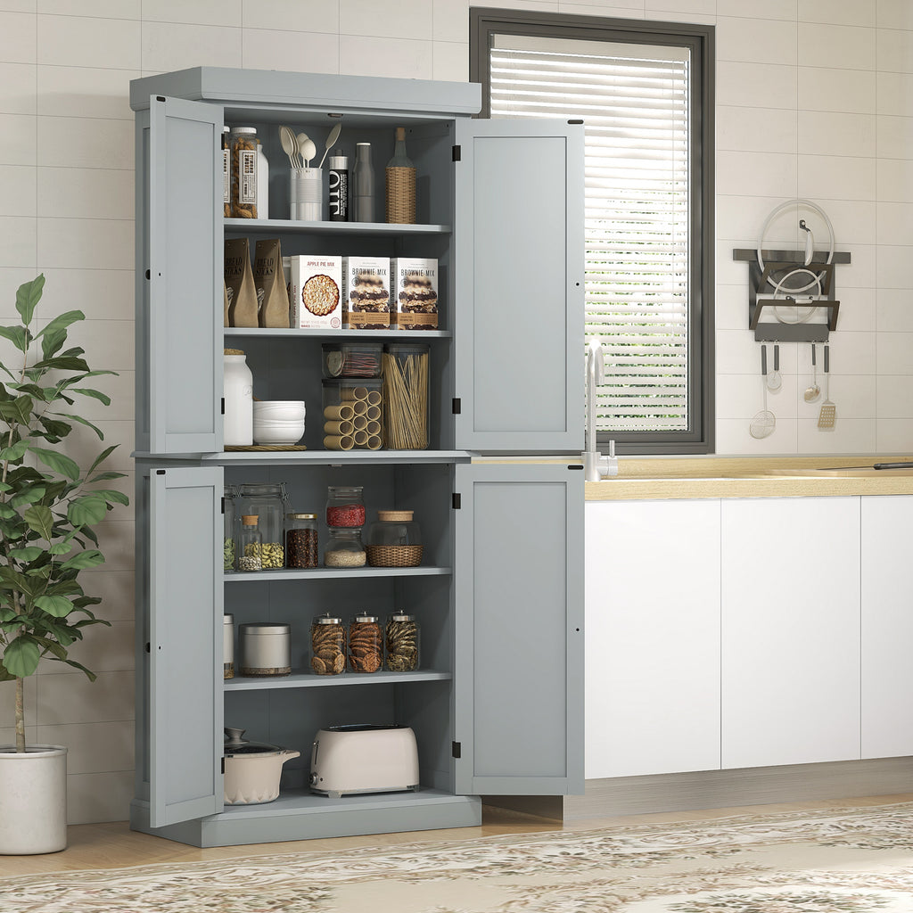 Armoire de cuisine buffet cuisine style moderne avec placards, étagères réglables, 76 x 40,5 x 184 cm, gris-9