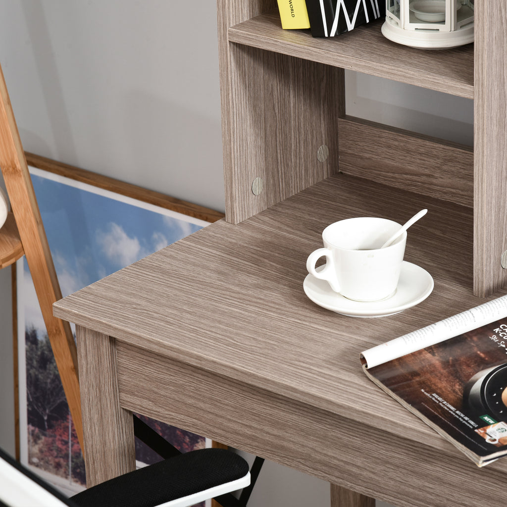 Bureau avec rangement bibliothèque en bois moderne avec étagères et grand plateau pour petits espaces maison-5