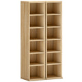 Lot de 2 étagères colonnes armoire de rangement CD-DVD 12 compartiments 21 x 22,5 x 88,5 cm capacité 204 CD chêne-0
