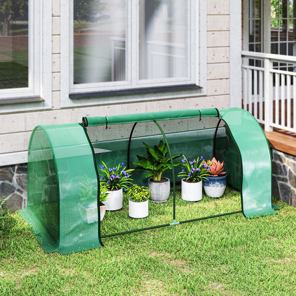 Serre de jardin mini serre serre à tomates 2 x 1 x 0,8 m porte zippée bâche PE acier vert-7