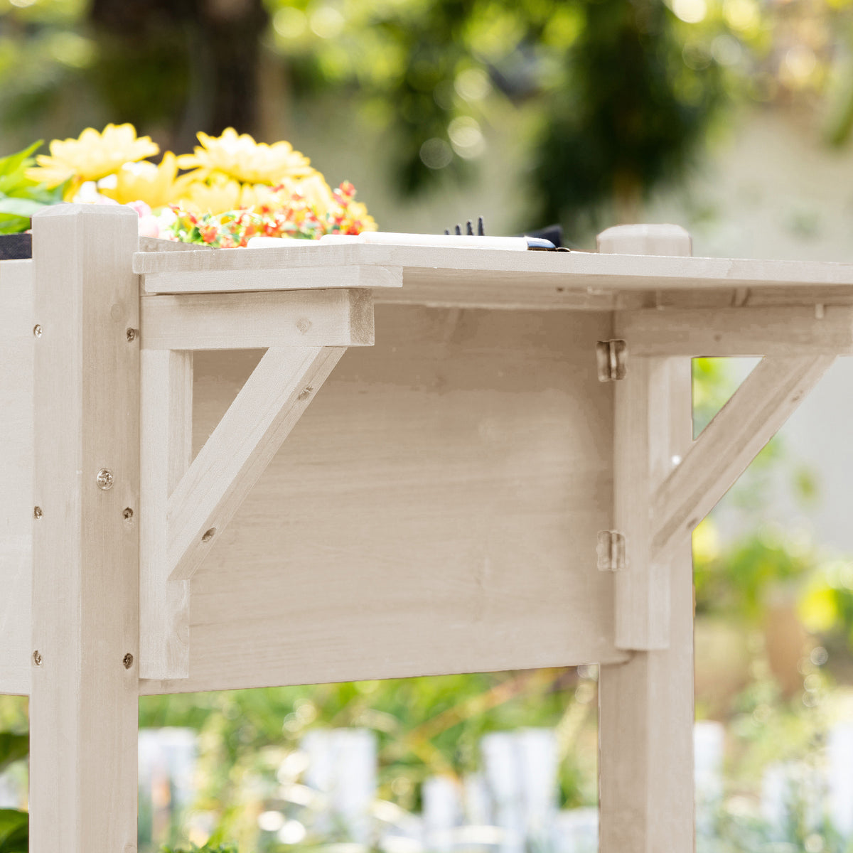 Jardinière sur Pied - Potager sur roulettes - étagère, Tablette Rabattable, Inserts d'irrigation, Feutre de Drainage-7