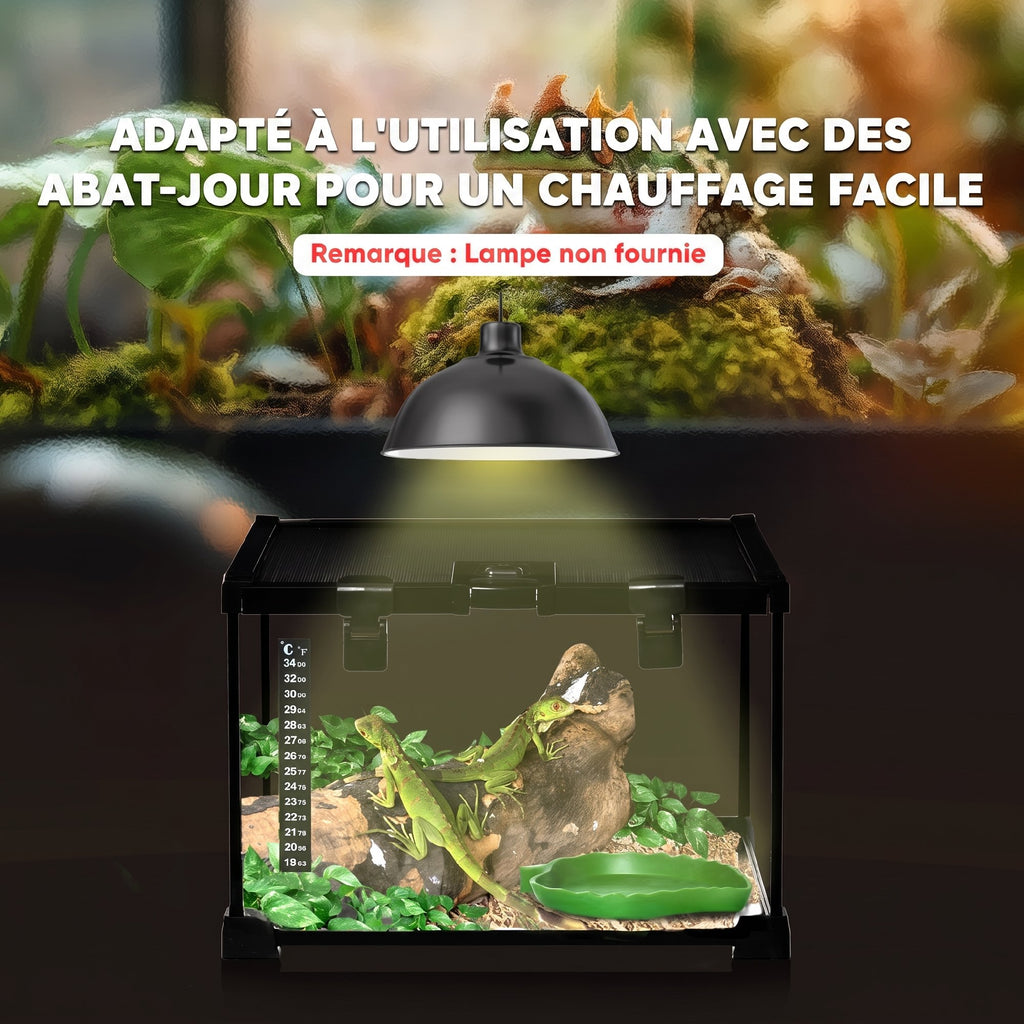 Boîte à reptiles boîte d'élevage de reptiles habitat de terrarium couvercle coulissant treillis métallique thermomètre-7