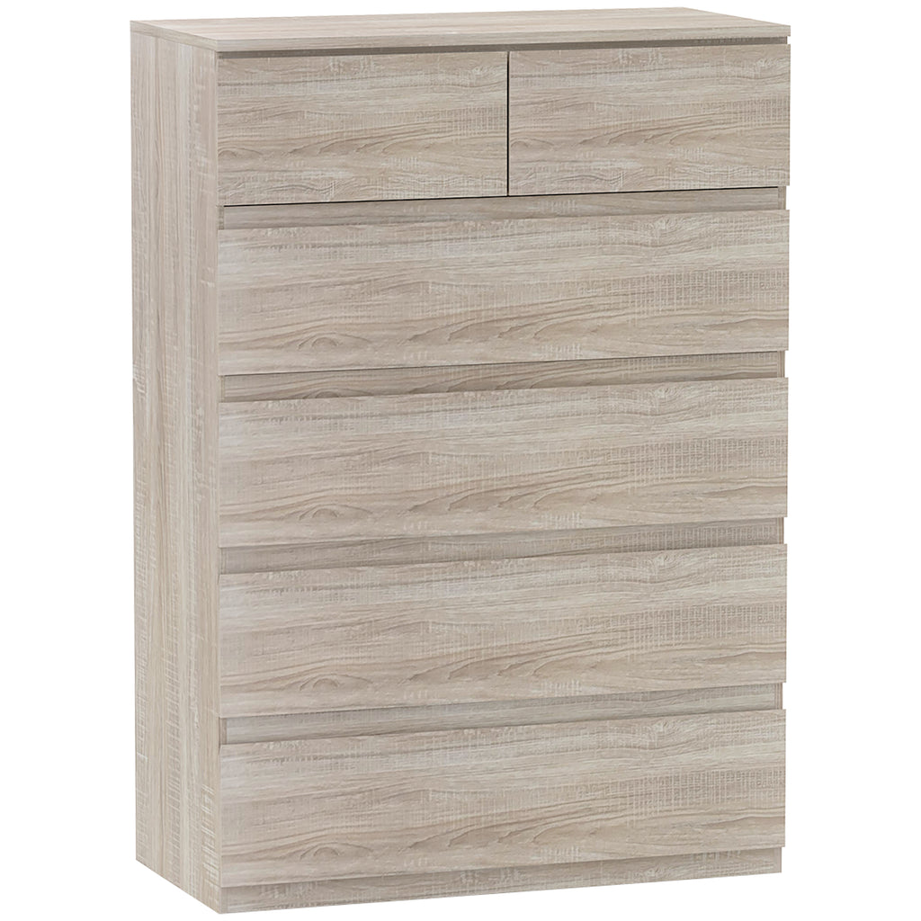 Commode 6 tiroirs meuble de rangement sans poignées design minimaliste 80 x 39 x 115 cm bois naturel-0