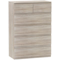 Commode 6 tiroirs meuble de rangement sans poignées design minimaliste 80 x 39 x 115 cm bois naturel-0