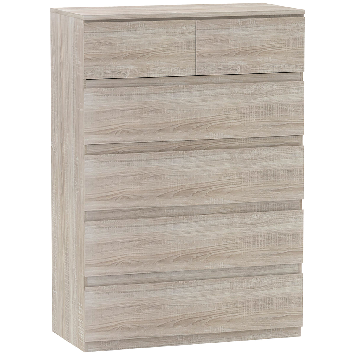 Commode 6 tiroirs meuble de rangement sans poignées design minimaliste 80 x 39 x 115 cm bois naturel-0