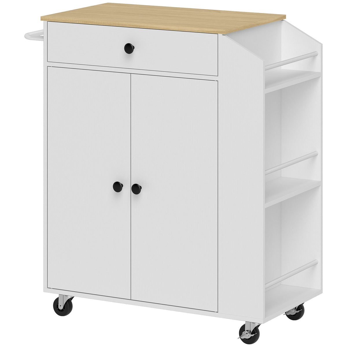 Îlot central cuisine mobile desserte cuisine avec tiroir étagère réglable placard à deux portes 82 x 38 x 86,5 cm blanc-0