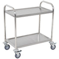 Chariot de service desserte de cuisine à roulettes 2 étagères 80L x 45l x 82H cm acier inox. chromé-0