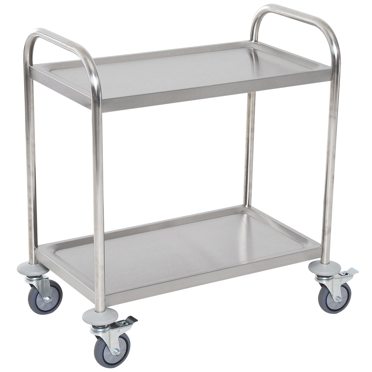 Chariot de service desserte de cuisine à roulettes 2 étagères 80L x 45l x 82H cm acier inox. chromé-0