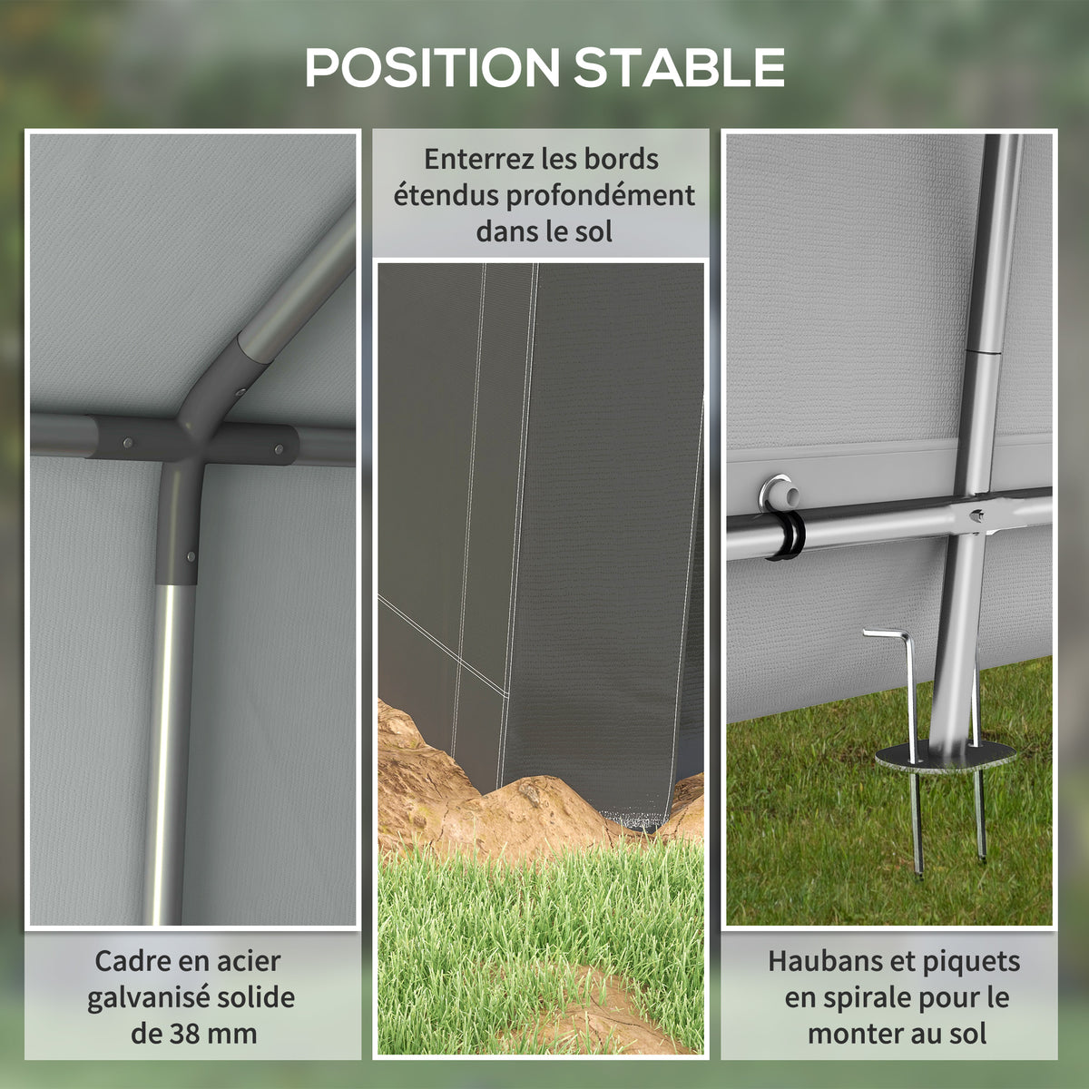 Abri de jardin tente de stockage portable pour extérieur avec cadre en acier galvanisé et grande porte 3 x 3 m gris-4