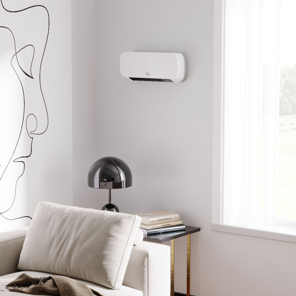 Radiateur mural soufflant 2000 W - chauffage céramique PTC - 3 niveaux de puissance - télécommande incluse blanc noir-9