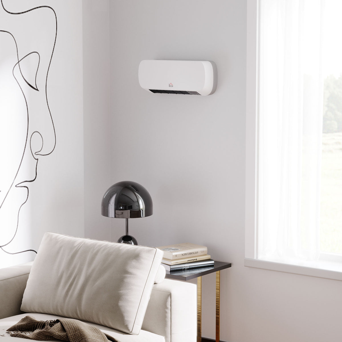 Radiateur mural soufflant 2000 W - chauffage céramique PTC - 3 niveaux de puissance - télécommande incluse blanc noir-9
