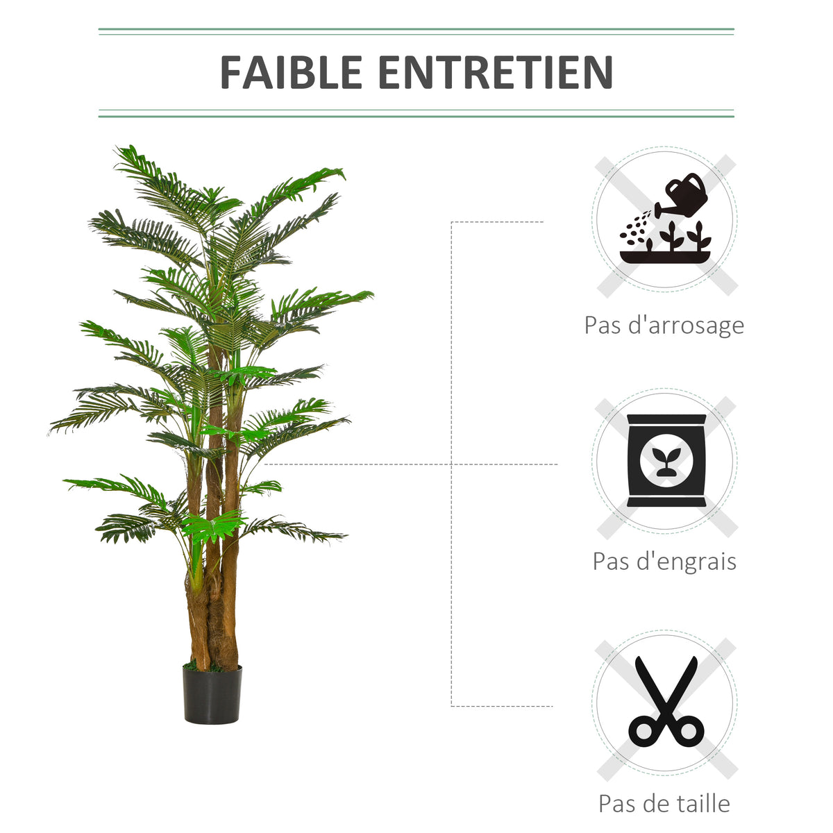 Palmier Artificiel H.1,85 m Arbre Artificiel Tronc Branches Lichen Feuilles Grand réalisme Pot Inclus-4