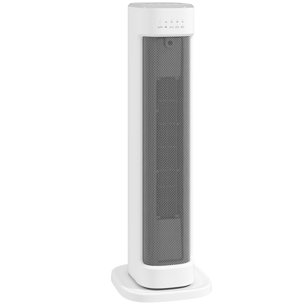 Chauffage d'appoint céramique PTC, radiateur électrique 2000 W avec thermostat réglable, minuterie, 21x19,7x61cm, blanc-0