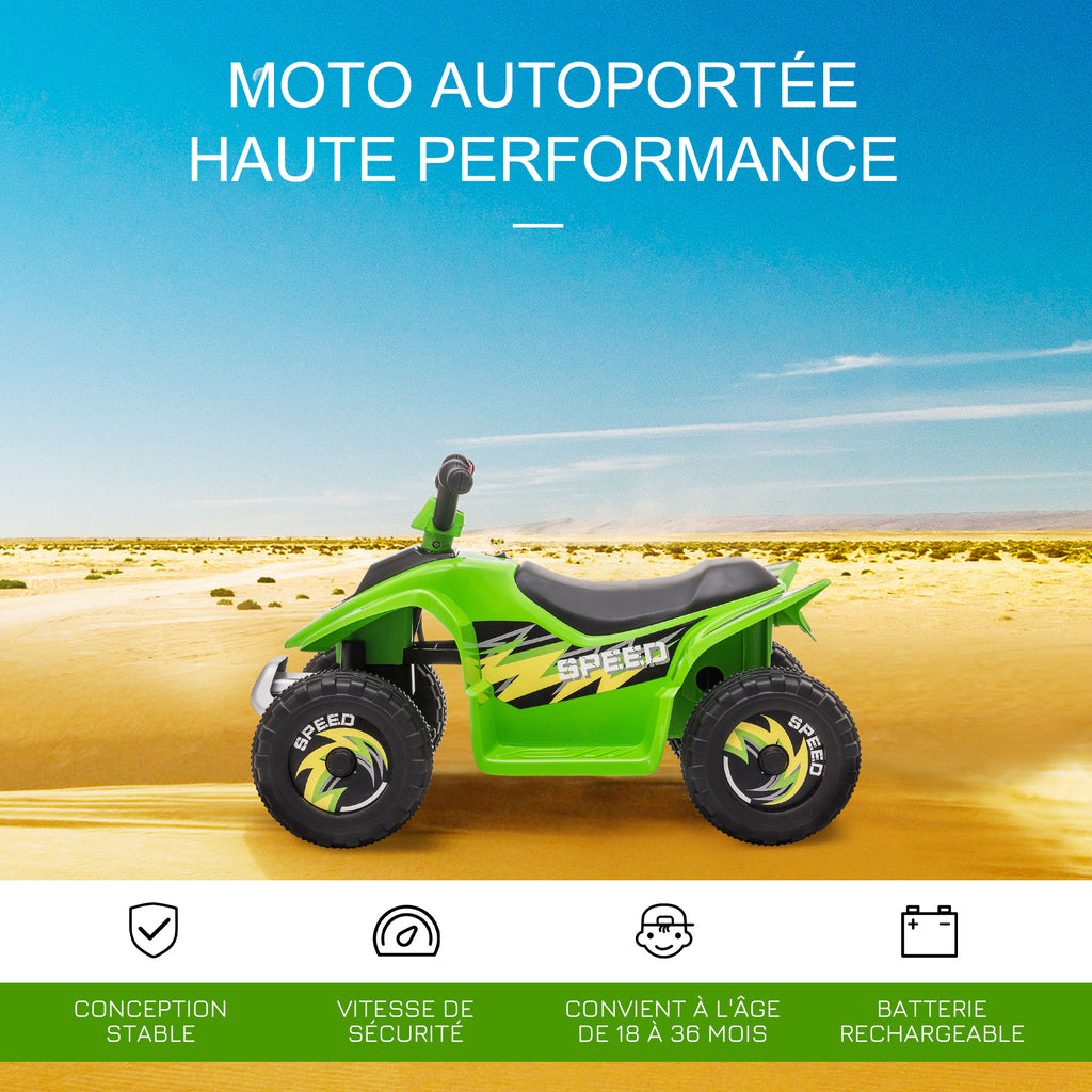 Quad électrique pour enfants 18-36 mois véhicule à batterie 6V avec marche avant et arrière 72 x 40 x 45,5 cm vert-3
