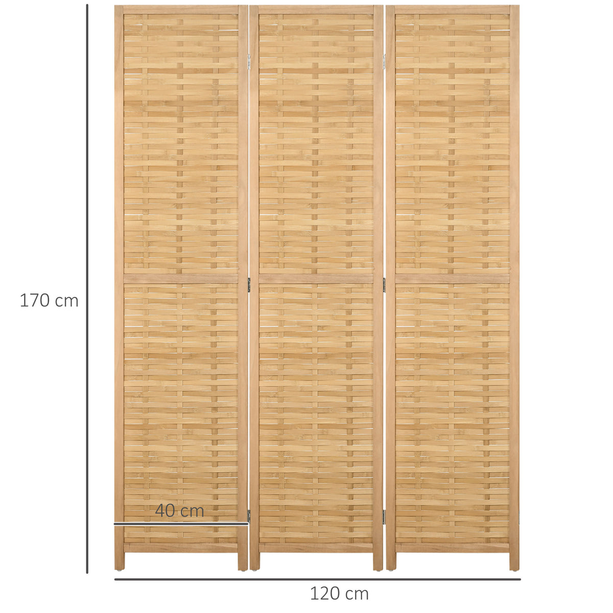 Paravent en bois séparateur de pièce closion de séparation pliable 3 panneaux en bambou 120 x 170 cm naturel clair-2