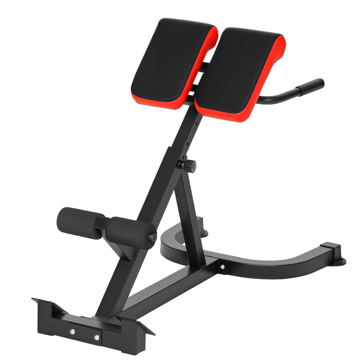 Banc de Musculation Réglable 5 Niveaux, Chaise Romaine avec Rouleaux en Mousse Dense, 112 x 62 x 88 cm, Noir et Rouge-0