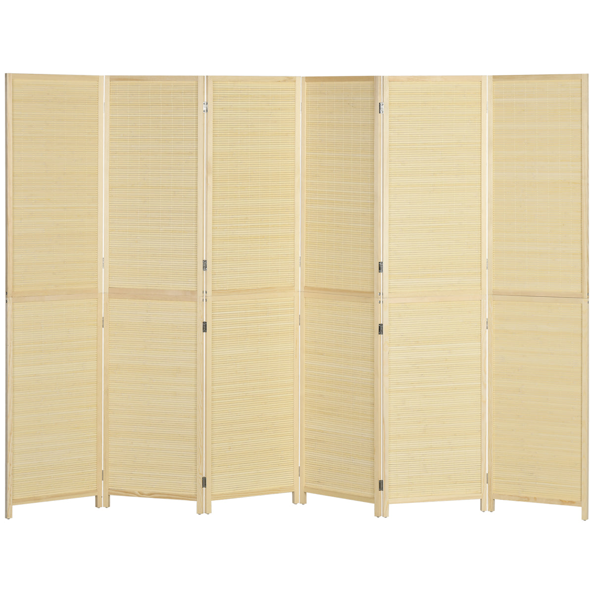 Paravent en bois de bambou 6 panneaux 270 x 180 cm séparateur de pièce cloison de séparation pliable - naturel-0