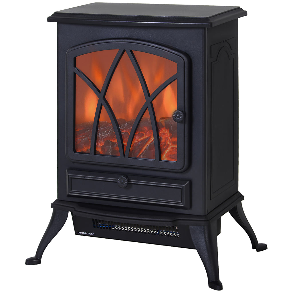 Cheminée électrique sur pied 1000/2000 W, fausse cheminée décorative avec effet flamme LED, protection contre la surchauffe, zone de couverture 15-30 m², noir-0