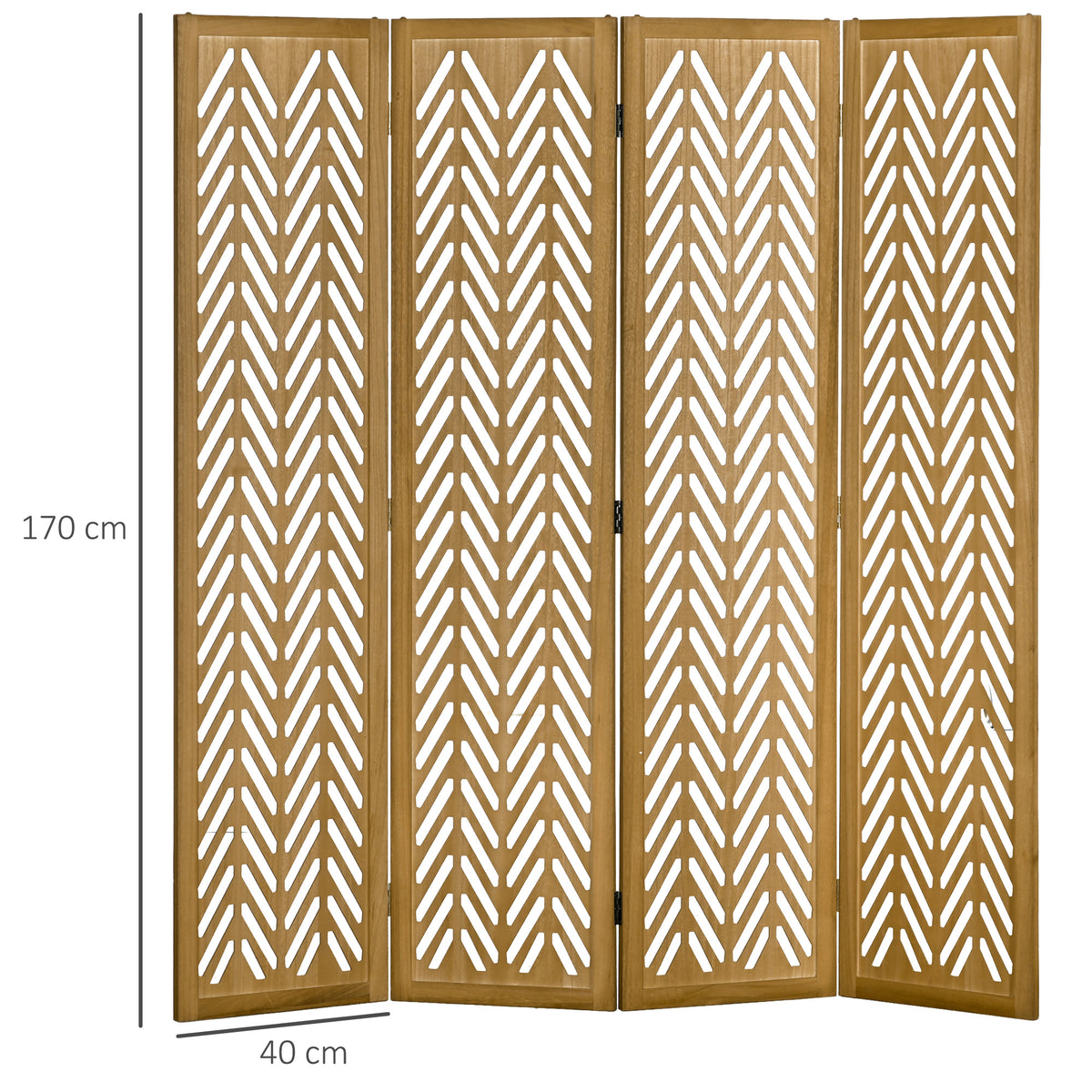 Paravent en bois ajouré séparateur de pièce closion intérieur pliable 4 panneaux en bois 160 x 170 cm naturel-2