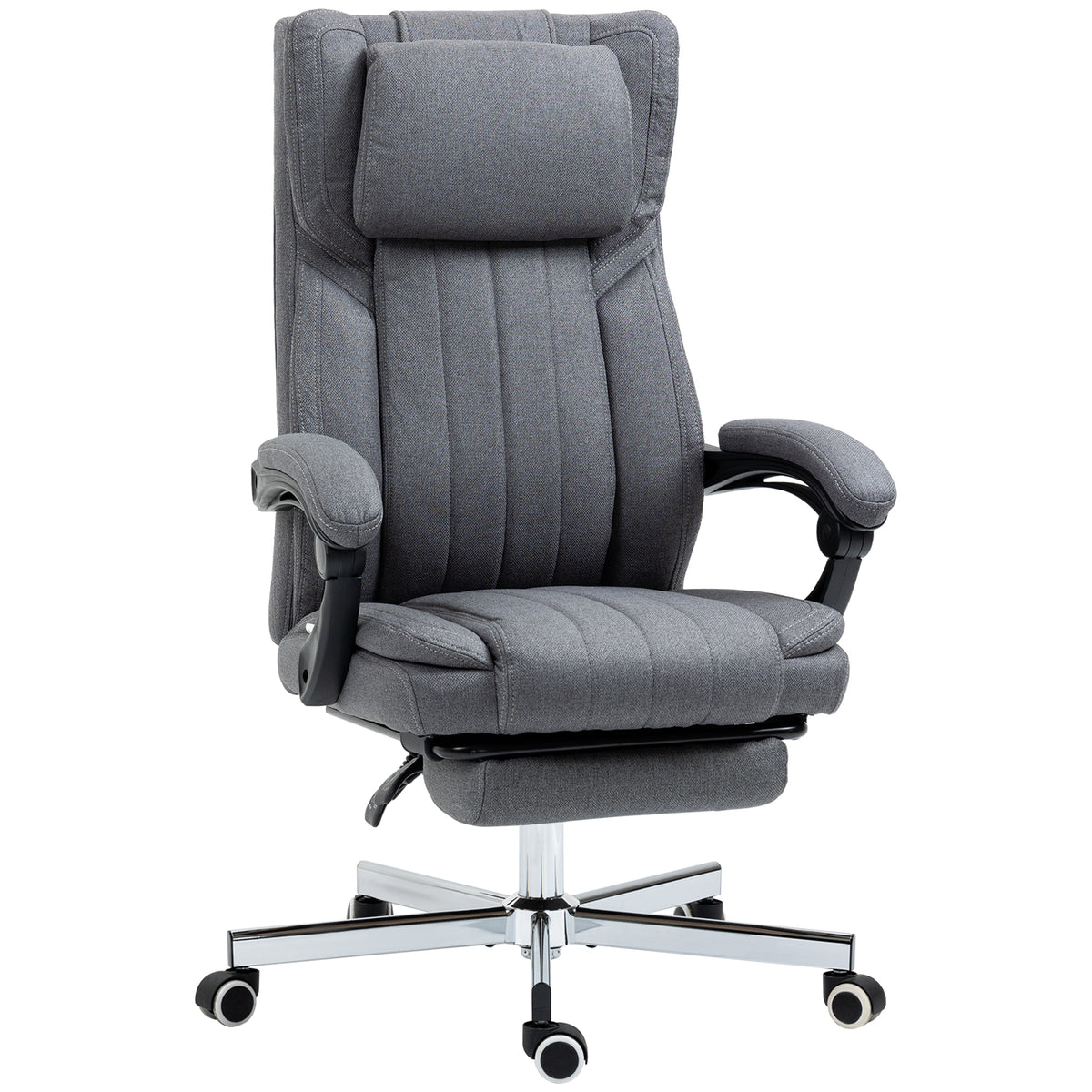 Chaise de bureau siège pivotant dossier inclinable hauteur réglable 65 x 61 x 105-113 cm gris-0