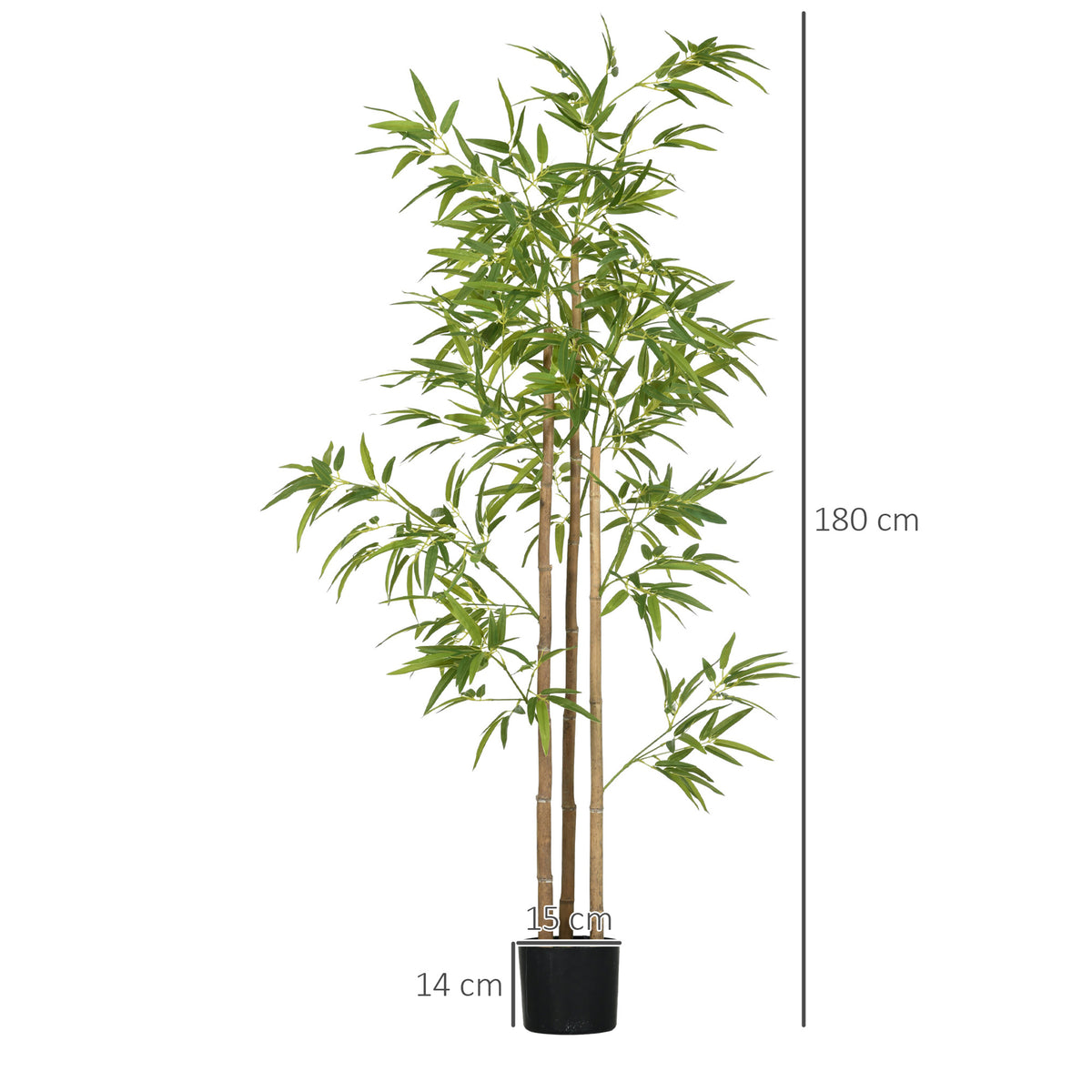 Plante artificielle Bambou arbre artificiel hauteur 180 cm avec pot, décoration interieur, très réaliste-2
