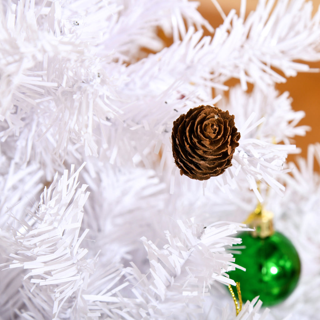 Sapin Arbre de Noël Artificiel Blanc 150 cm 680 Branches avec Nombreux Accessoires variés-6
