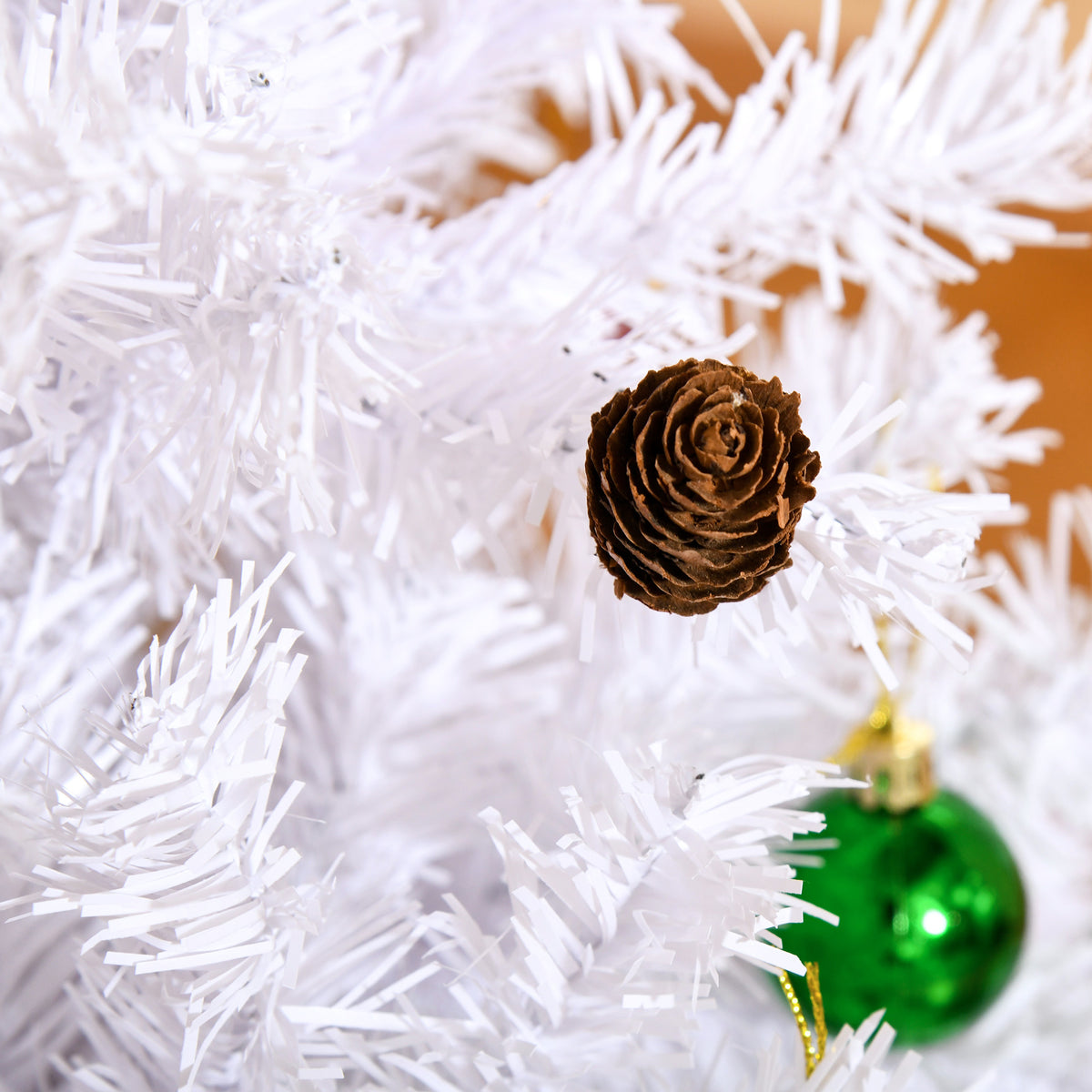 Sapin Arbre de Noël Artificiel Blanc 150 cm 680 Branches avec Nombreux Accessoires variés-6