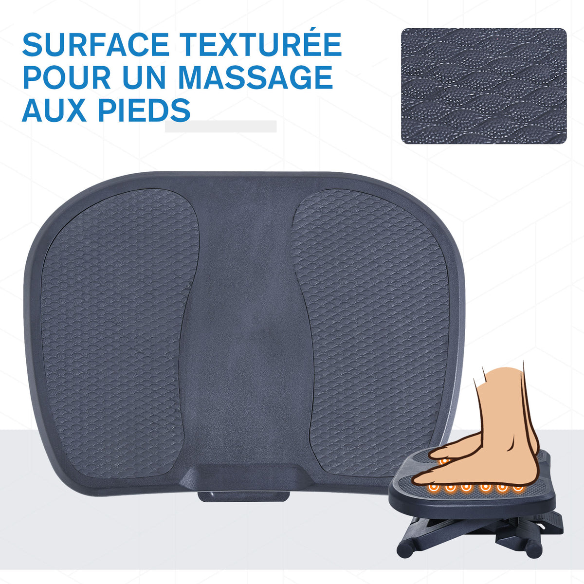 Repose-pied ergonomique de bureau hauteur et inclinaison réglables 45L x 34l cm gris-4