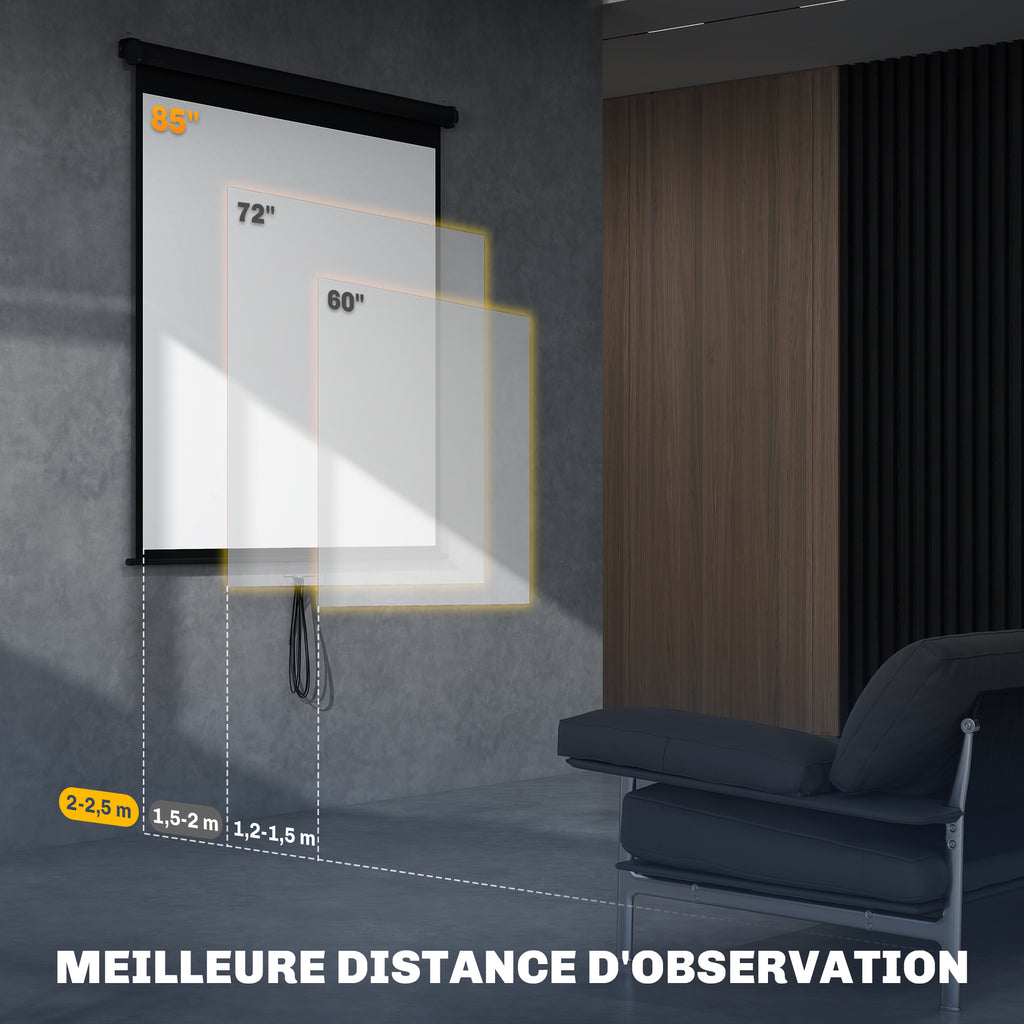 Écran de projection TV et Home Cinema de 85 Pouces vidéo projecteur 1:1 4K HD, 146L x 146H cm-5