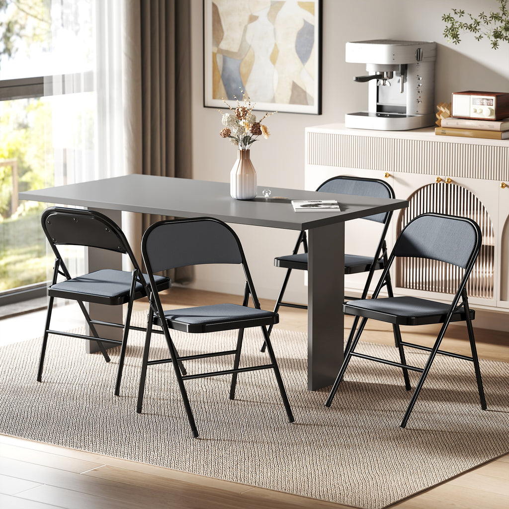 Lot de 4 chaises pliantes chaises de salle à manger portables cadre en acier 45 x 46 x 78 cm gris-1