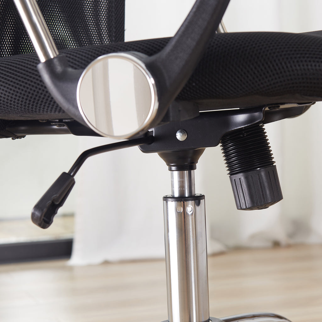 Lot de 2 fauteuils de bureau manager dossier ergonomique hauteur assise réglable pivotant tissu maille noir-7