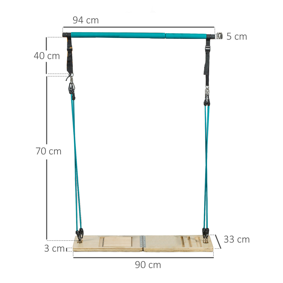 Ensemble de barre de pilates et de bandes de résistance avec planche inclinée réglable, équipement d'entraînement bleu-2