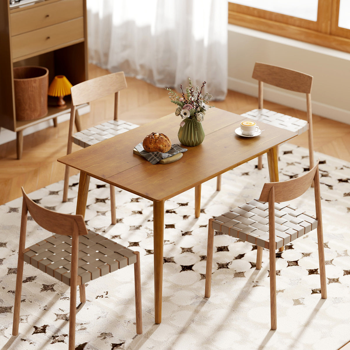 Table de salle à manger design grand plateau 4-6 personnes en bois dim. 120L x 75l x 76H cm-1