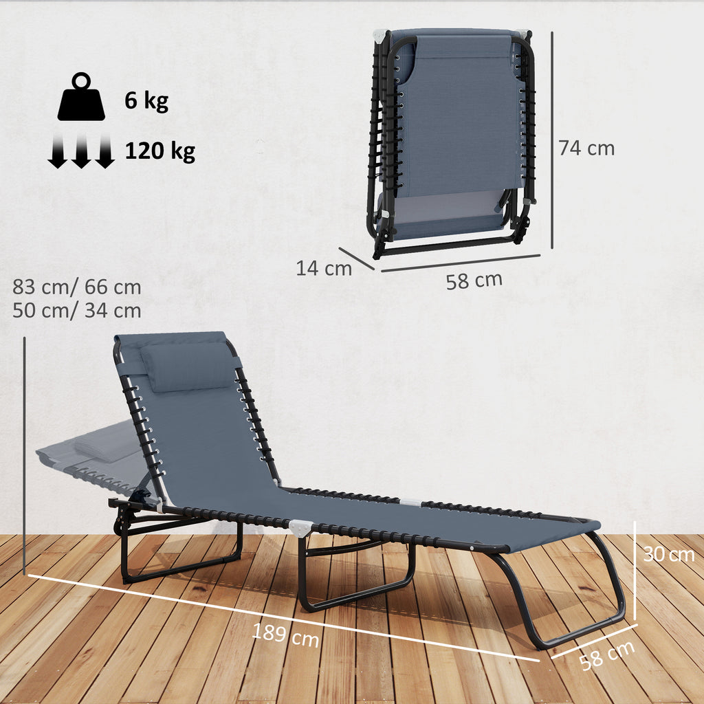 Bain de Soleil transat Pliable Dossier inclinable Multi-Positions Acier thermoplastique Lacets élastiques Noir-2