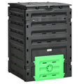 Composteur de jardin 450 L, bac composteur pour jardin, 80 aérations et 2 portes coulissantes, 69 x 71 x 103 cm, noir-0