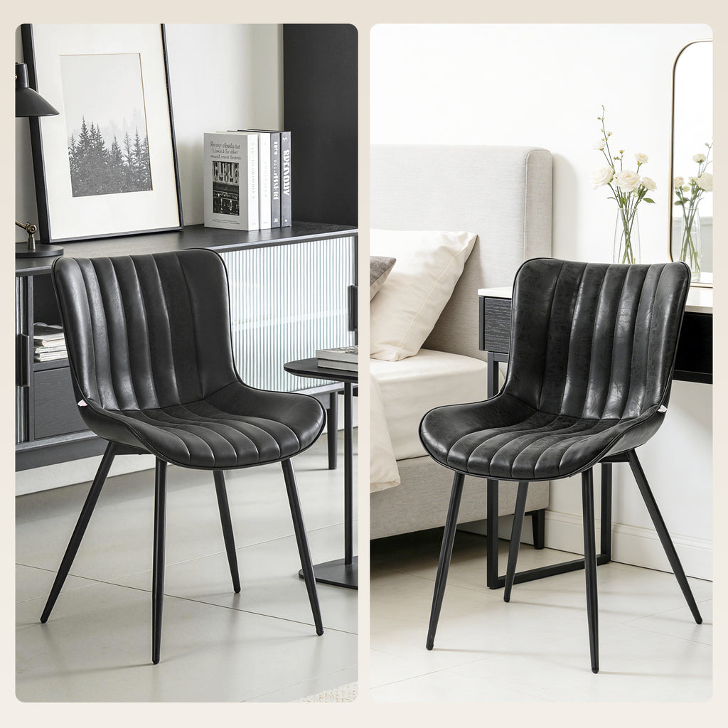 Lot de 2 chaises de salle à manger design moderne et capitonné pour salon, salle à manger, chambre à coucher, noir-8