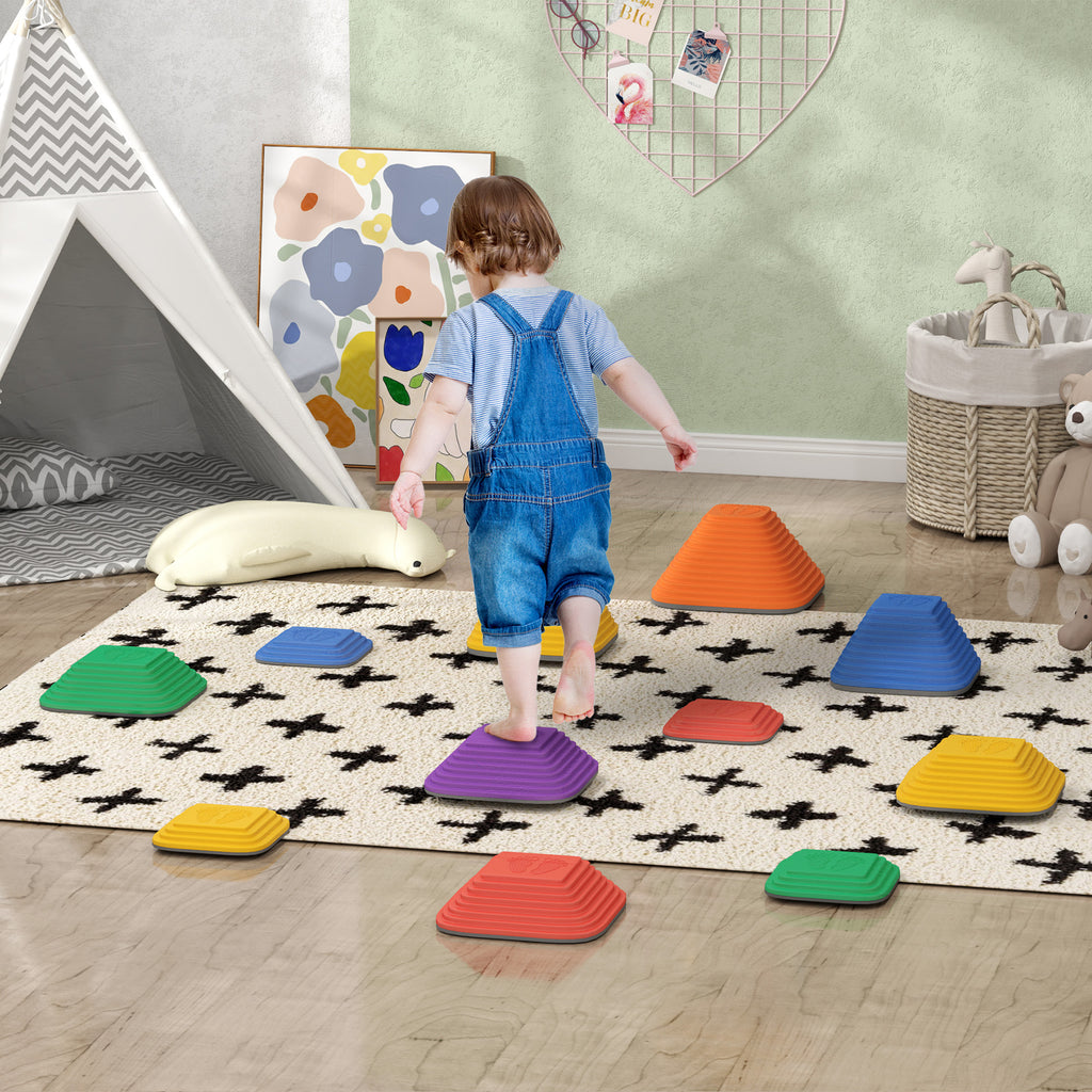 11 pièces pierres d'équilibre pour enfants parcours de motricité empilables et antidérapantes multicolore-9