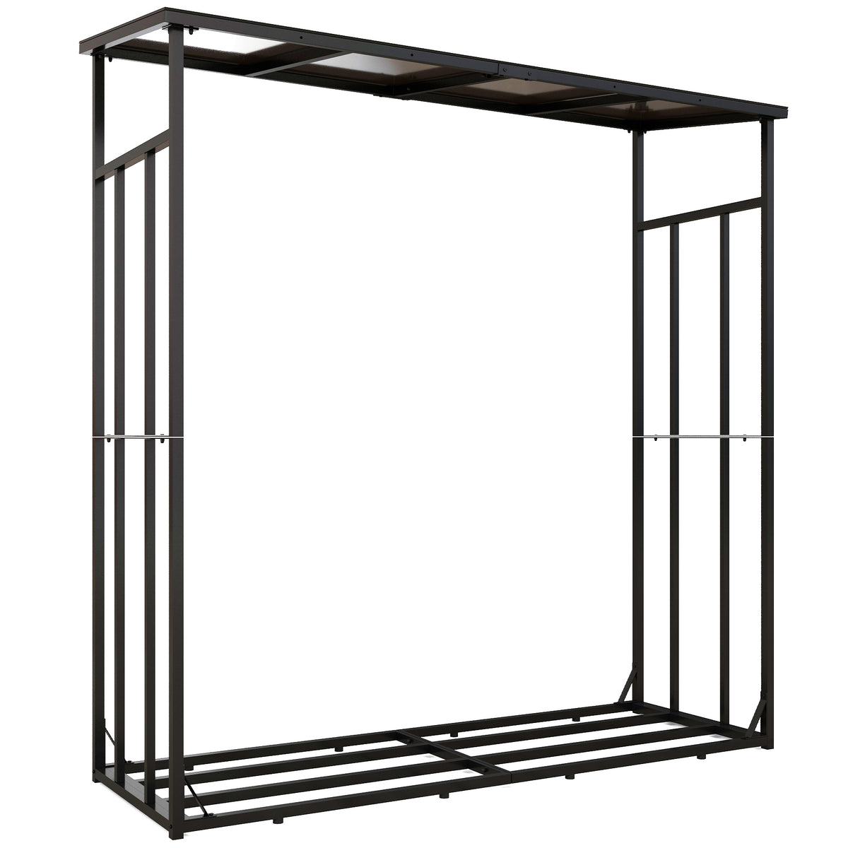 Abri-bûches range-bûche extérieur charge maximale 2000 kg avec housse de protection imperméable 185 x 62 x 184 cm noir-0